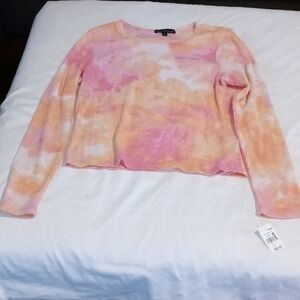 Derek Heart womens short tie dyed long John fabric sweater